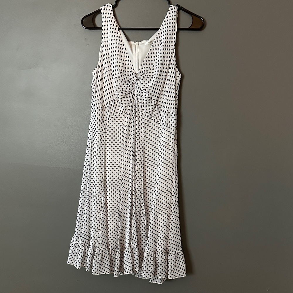 Sandra Darren Black and White Polka Dot Midi Dress